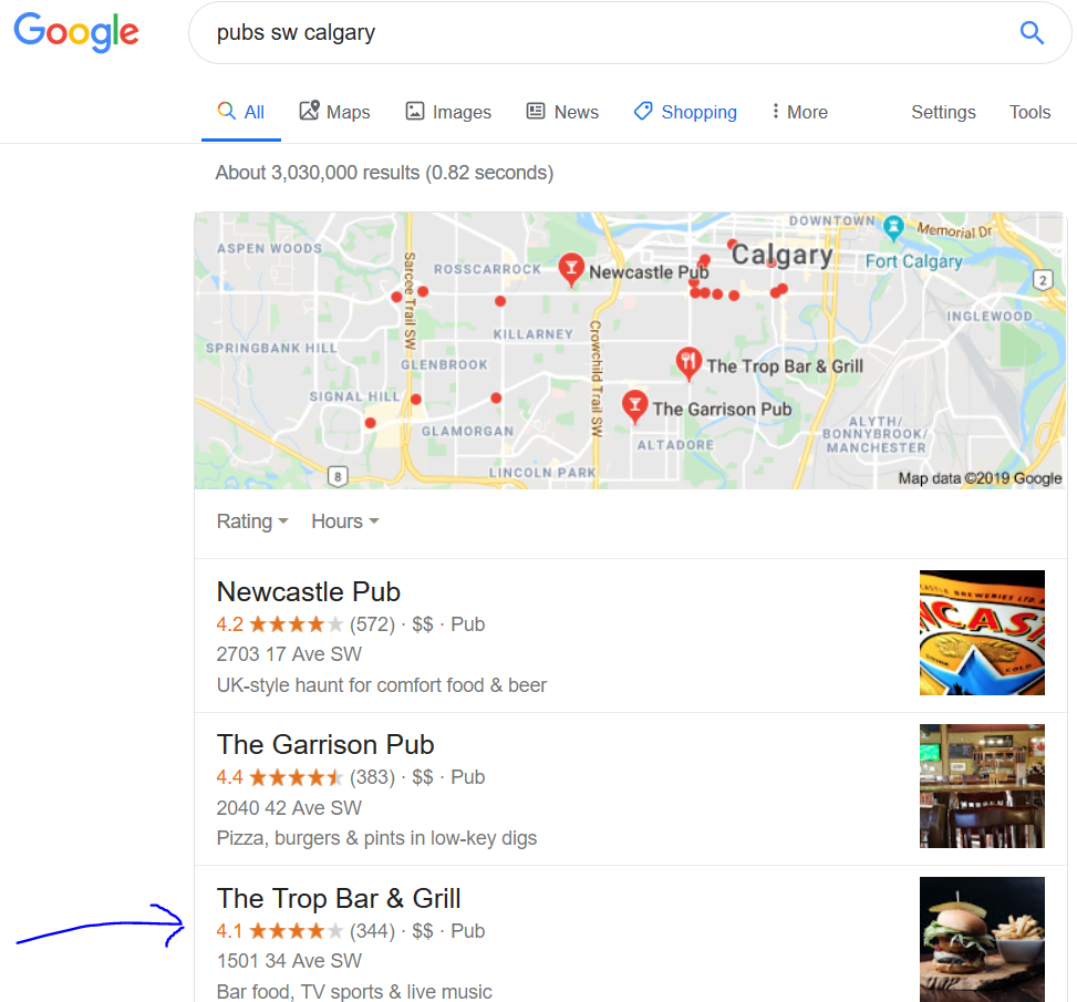 The TROP Calgary Client SEO Results